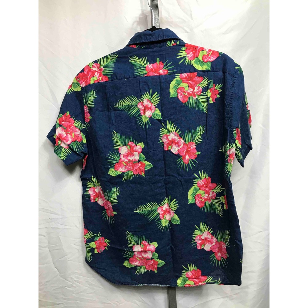 J Crew Mens Slim Fit Short Sleeve Button Down Shirt Navy Floral Print Size L - Picture 2 of 4